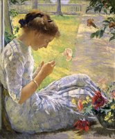 Mercie Cutting Flowers by Edmund Charles Tarbell