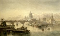 St Paul S Cathedral And London Bridge From The Surrey Side by Edward Angelo Goodall