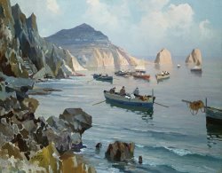 Boats In A Rocky Cove by Edward Henry Potthast