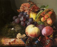 Still Life with Birds Nest And Fruit by Edward Ladell