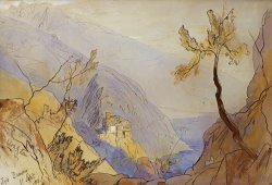 The Monastery Of St Dionysius Mount Athos by Edward Lear