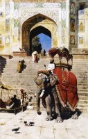 Royal Elephant at The Gateway to The Jami Masjid, Mathura by Edwin Lord Weeks