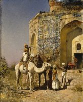 The Old Blue Tiled Mosque Outside of Delhi, India by Edwin Lord Weeks