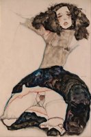 Black Haired Girl with Lifted Skirt by Egon Schiele