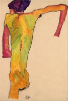 Male Nude, Propping Himself Up by Egon Schiele
