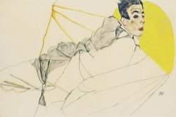 Reclining Boy (erich Lederer) by Egon Schiele