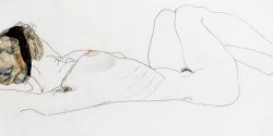 Reclining female nude by Egon Schiele