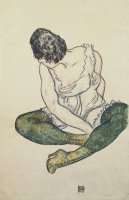 Seated Woman with Green Stockings by Egon Schiele