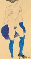 Standing woman with shoes and stockings by Egon Schiele