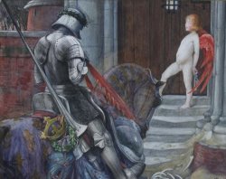 A Knight And Cupid Before a Castle Door by Eleanor Fortescue Brickdale