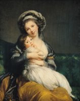 Self portrait in a Turban with her Child by Elisabeth Louise Vigee Lebrun