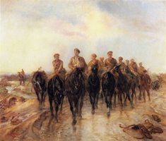In The Retreat From Mons, The Royal Horse Guards Second Version by Elizabeth Thompson