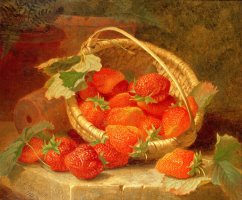 A Basket of Strawberries on a stone ledge by Eloise Harriet Stannard