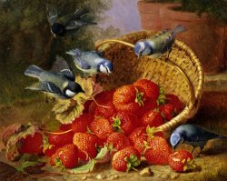 A Feast of Strawberries (blue Tits) by Eloise Harriet Stannard by Eloise Harriet Stannard
