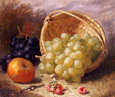 An Upturned Basket of Grapes an Apple And Other Fruit by Eloise Harriet Stannard