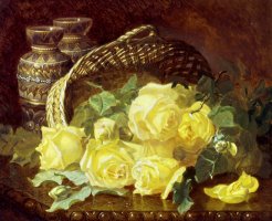 Basket of Yellow Roses by Eloise Harriet Stannard