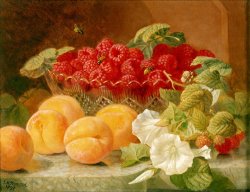 Bowl of Raspberries And Peaches by Eloise Harriet Stannard