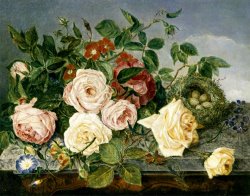Still Life of Roses And Morning Glory by Eloise Harriet Stannard