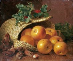 Still Life with Apples, Hazelnuts And Holly by Eloise Harriet Stannard
