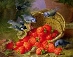 Still Life with Strawberries And Bluetits by Eloise Harriet Stannard