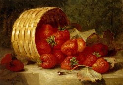 Strawberries in a Wicker Basket on a Ledge 1895 by Eloise Harriet Stannard