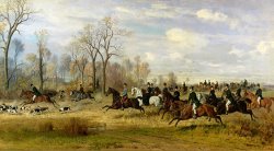 Emperor Franz Joseph I Of Austria Hunting To Hounds With The Countess Larisch In Silesia by Emil Adam
