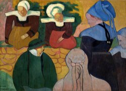 Breton Women at a Wall by Emile Bernard
