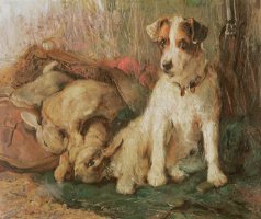 Fox Terrier with the Day's Bag by English School