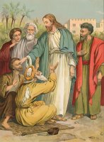 Jesus and the Blind Men by English School