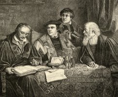 Luther Melancthon Pomeranus And Cruciger Translating by English School