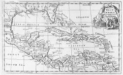 Map of the West Indies Florida and South America by English School
