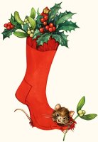 Mouse In A Christmas Sock by English School