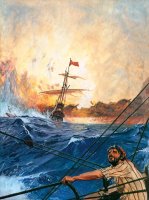 Vasco Da Gama's Ships Rounding The Cape by English School