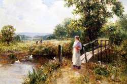 Gathering Poppies Near Winchester England by Ernest Walbourn
