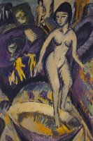 Female Nude With Hot Tub by Ernst Ludwig Kirchner