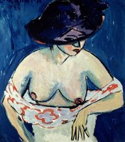 Half Naked Woman With A Hat by Ernst Ludwig Kirchner