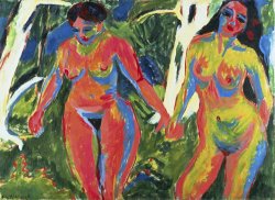 Two Nude Women in The Forest by Ernst Ludwig Kirchner