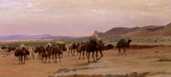 Caravannes De Sel Dans Le Desert by Eugene Alexis Girardet