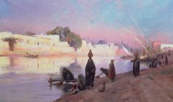 Washerwomen On The Banks Of The Nile by Eugene Alexis Girardet