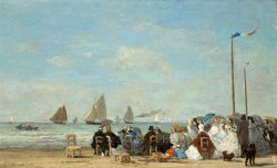 Beach Scene at Trouville by Eugene Boudin