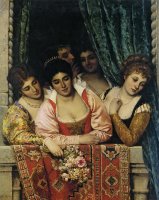 Ladies on a Balcony by Eugene De Blaas