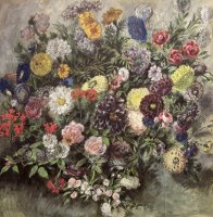 Bouquet of Flowers (w/c, Gouache & Pastel on Paper) by Eugene Delacroix