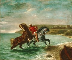 Horses Coming Out of The Sea by Eugene Delacroix