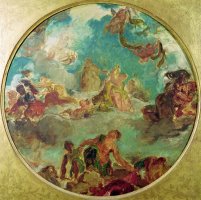 Peace Descending to Earth, Study for The Central Ceiling of The Salon De La Paix in The Hotel De Ville Destroyed in 1871 During The Commune (oil on Ca by Eugene Delacroix