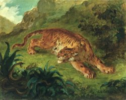 Tiger And Snake by Eugene Delacroix