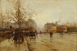 Les Boulevards Paris by Eugene Galien-Laloue