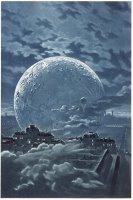 Surreal Image of The Moon Over Le Champ De Mars in Paris by Eugene Grasset