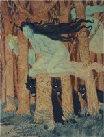 Three Women And Three Wolves by Eugene Grasset