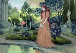 Young Girl in a Garden by Eugene Grasset