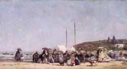 The Beach at Trouville by Eugene Louis Boudin